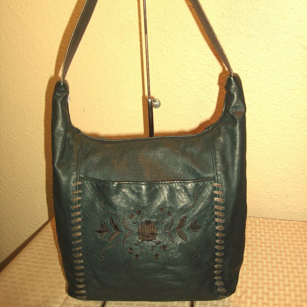 Hush Puppies Dark Teal Leather Hobo Shoulder Bag